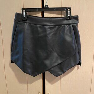 DESIGN LAB FAUX LEATHER SHORTS BLACK(SIZE L)